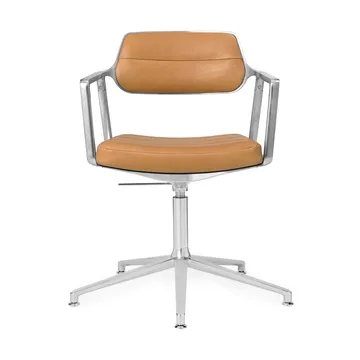 Vipp453+ Swivel kontorsstol - Pol. aluminium-camel leather - Vipp