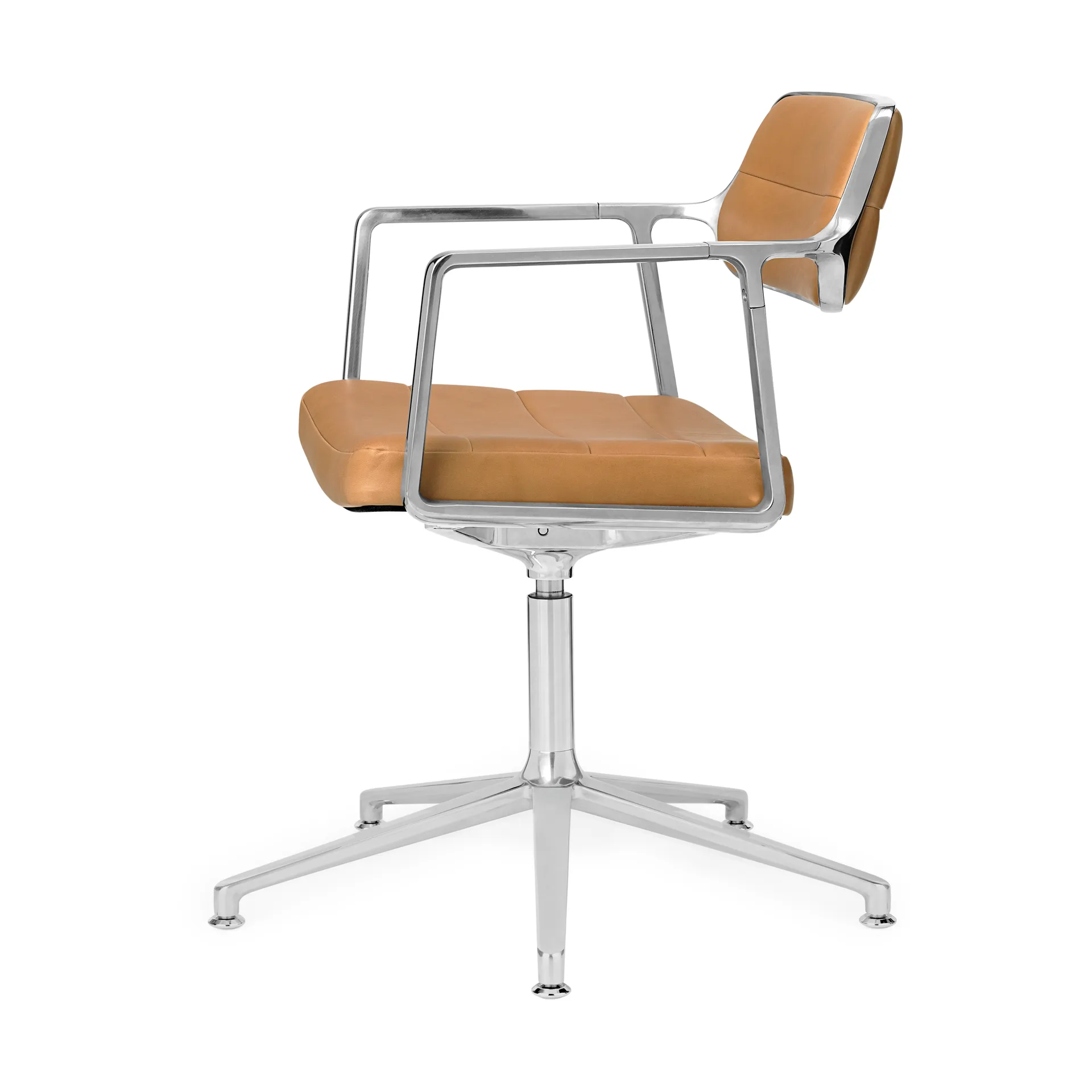 Vipp453+ Swivel kontorsstol, Pol. aluminium-camel leather Vipp