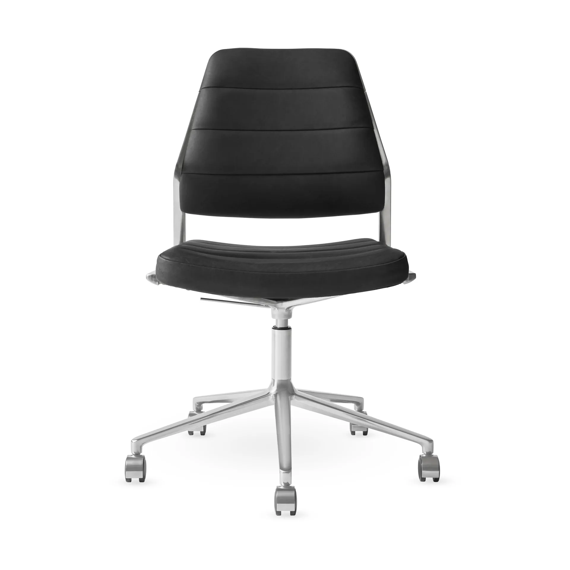 Vipp454+ Swivel chair kontorsstol med hjul, Black leather-polished aluminium Vipp Vipp454+ Swivel chair kontorsstol med hjul, Black leather-polished aluminium Vipp
