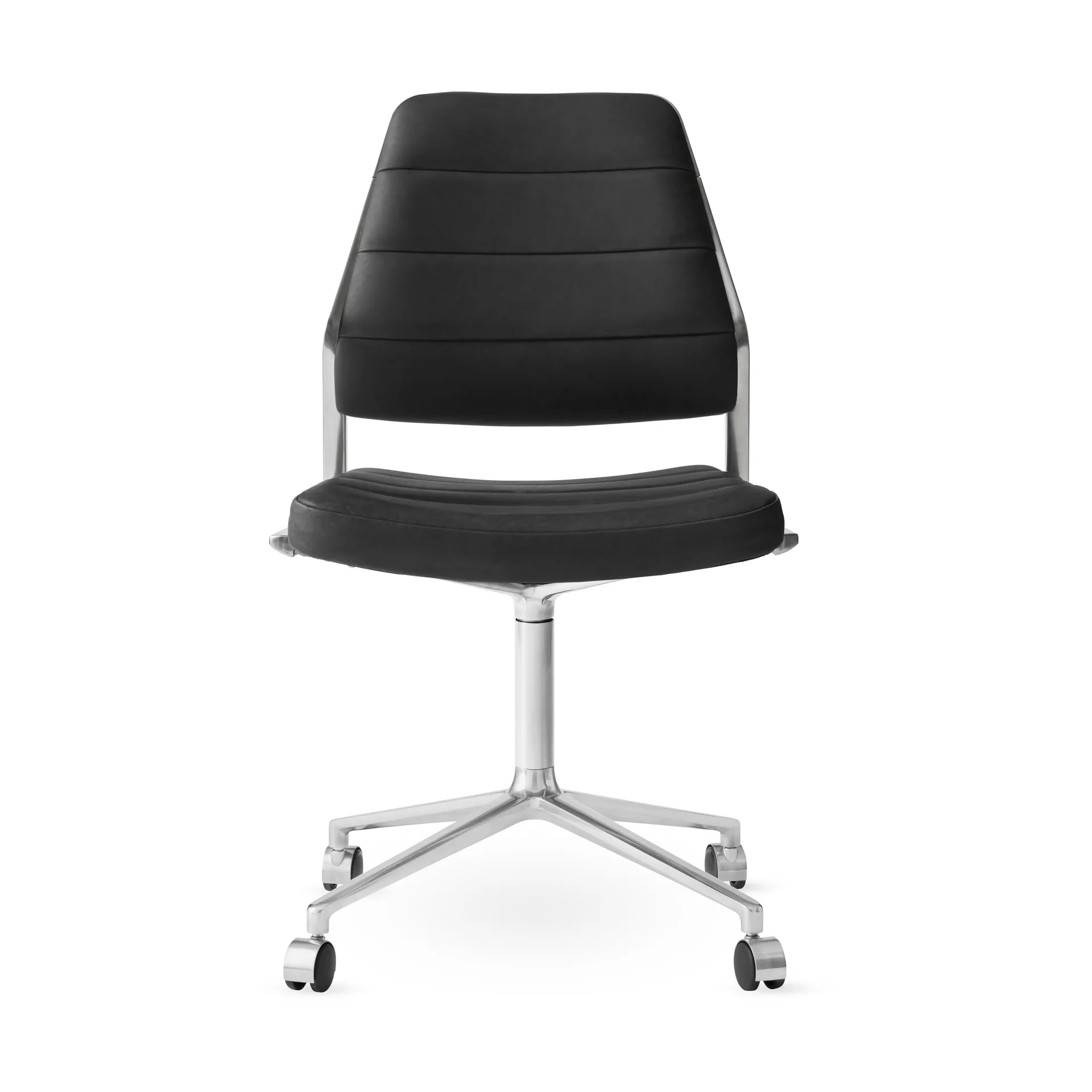 Vipp454 Swivel chair kontorsstol med hjul, Black leather-polished aluminium Vipp Vipp454 Swivel chair kontorsstol med hjul, Black leather-polished aluminium Vipp
