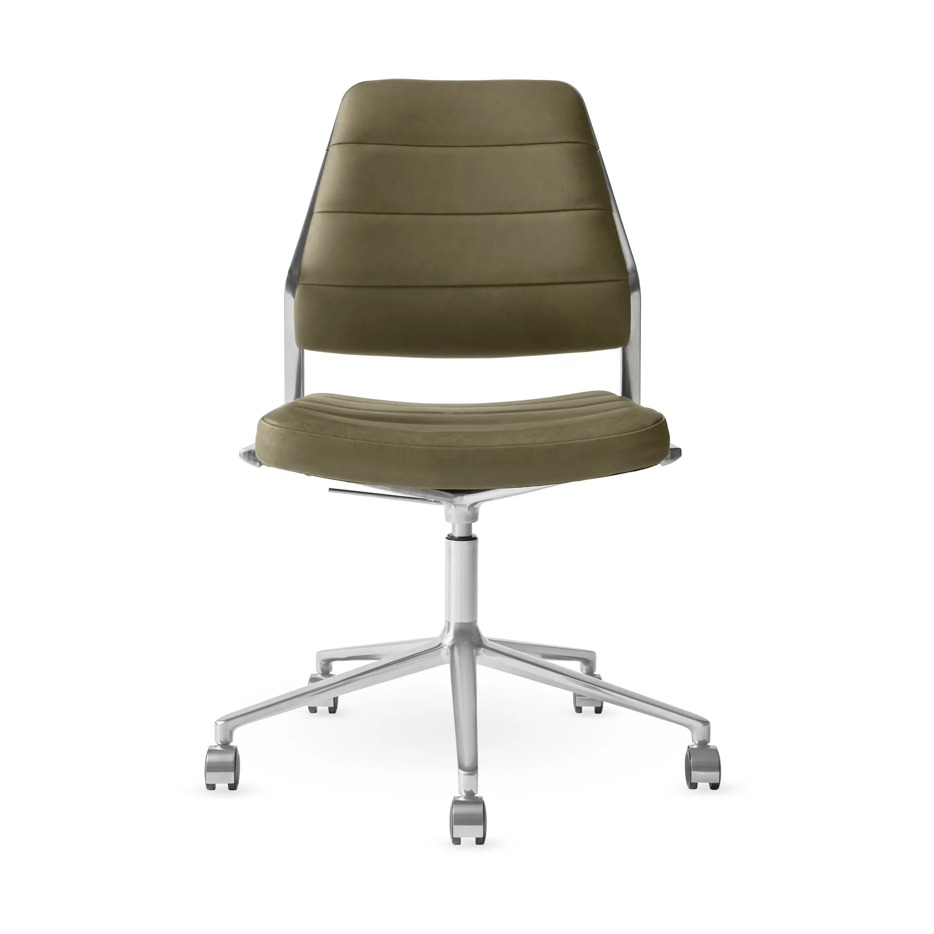 Vipp454+ Swivel chair kontorsstol med hjul, Bosco leather green-polished aluminium Vipp Vipp454+ Swivel chair kontorsstol med hjul, Bosco leather green-polished aluminium Vipp