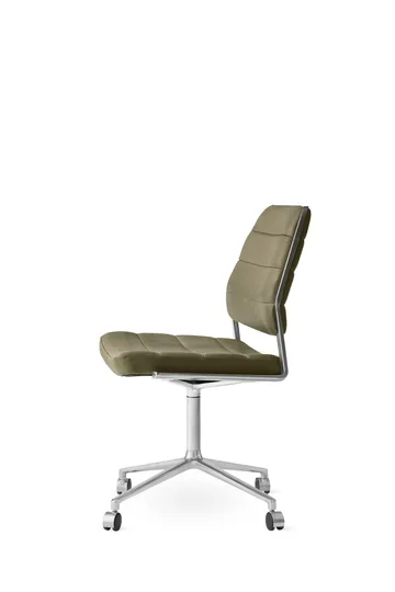 Vipp454 Swivel chair kontorsstol med hjul - Bosco leather green-polished aluminium - Vipp