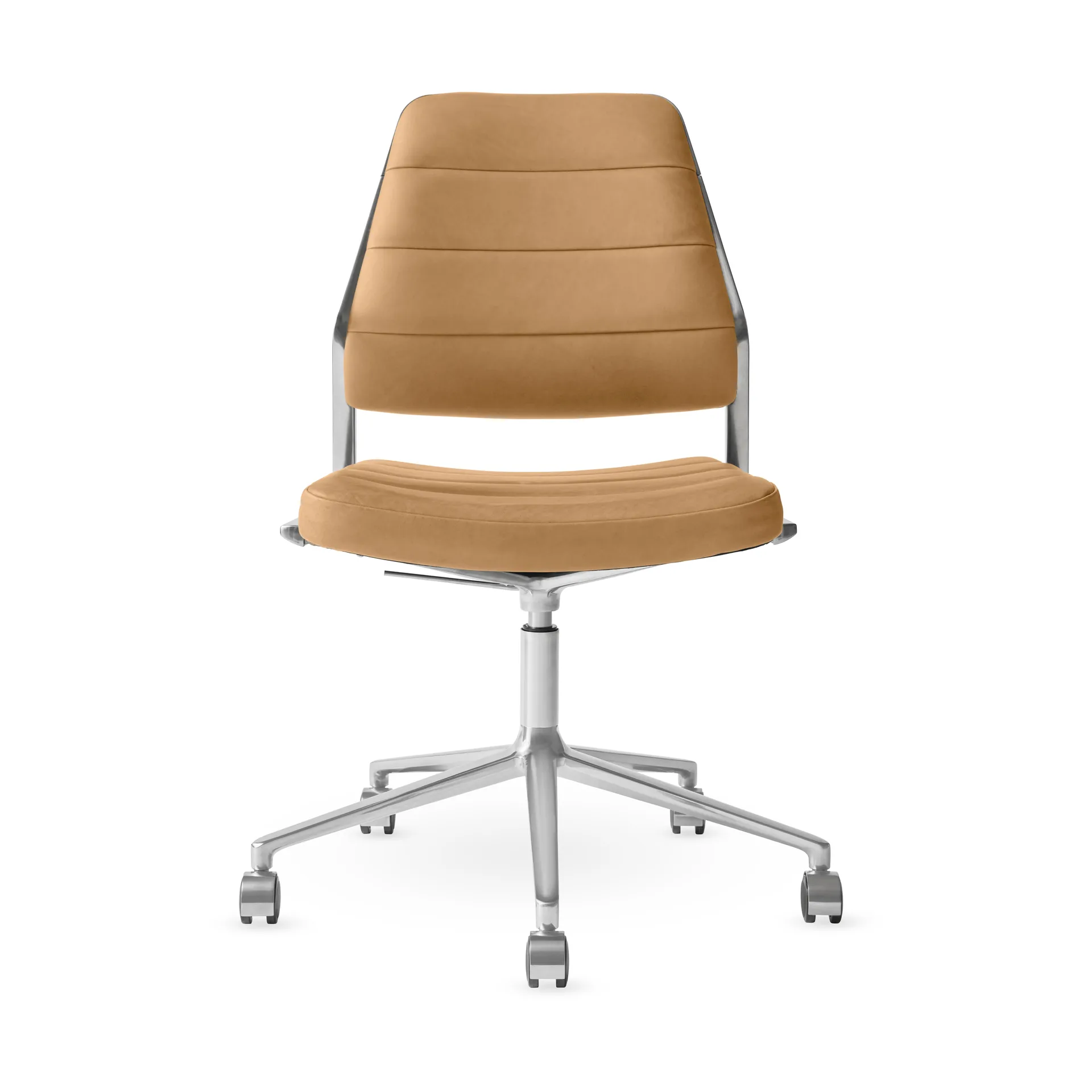Vipp454+ Swivel chair kontorsstol med hjul, Camel leather-polished aluminium Vipp Vipp454+ Swivel chair kontorsstol med hjul, Camel leather-polished aluminium Vipp