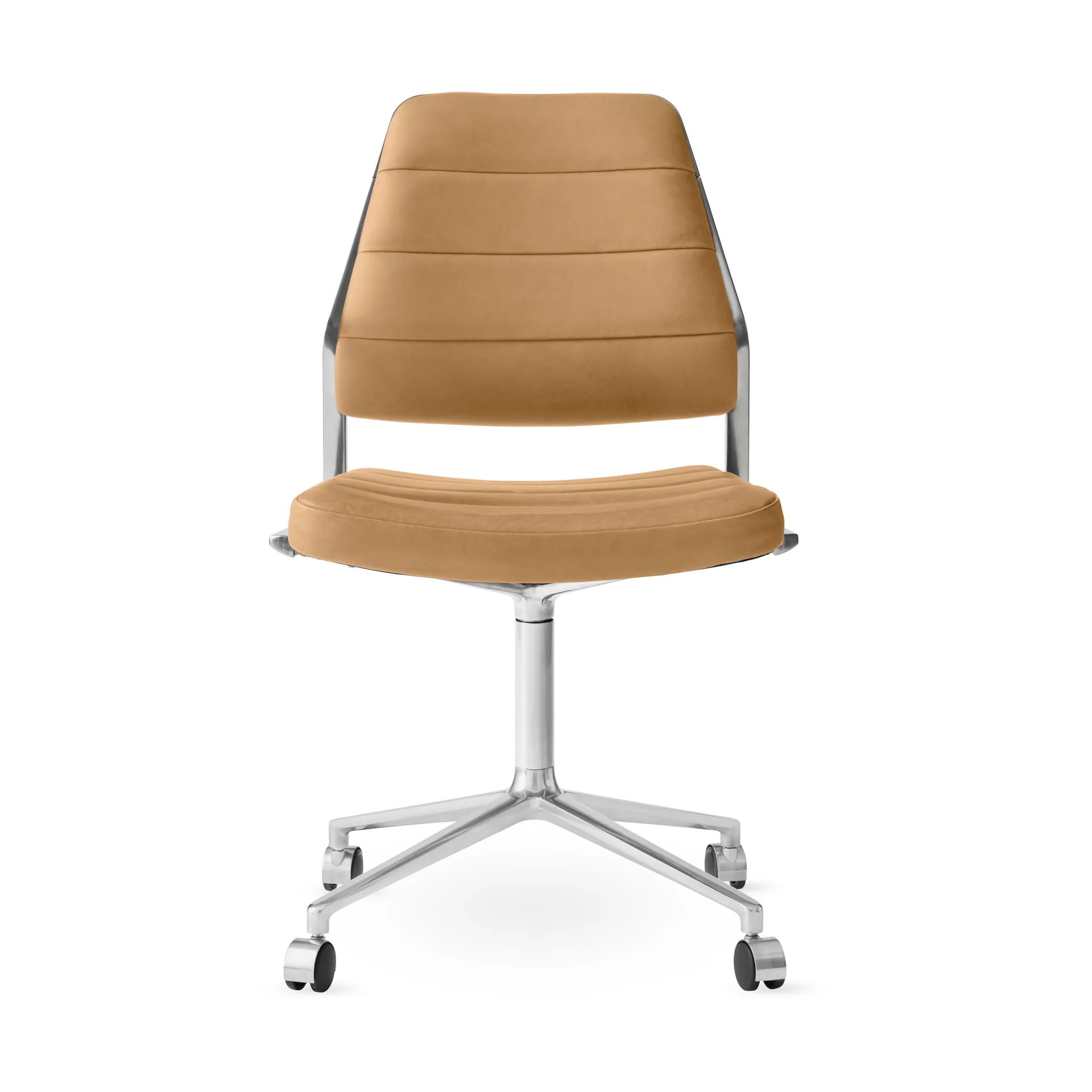 Vipp454 Swivel chair kontorsstol med hjul, Camel leather-polished aluminium Vipp Vipp454 Swivel chair kontorsstol med hjul, Camel leather-polished aluminium Vipp
