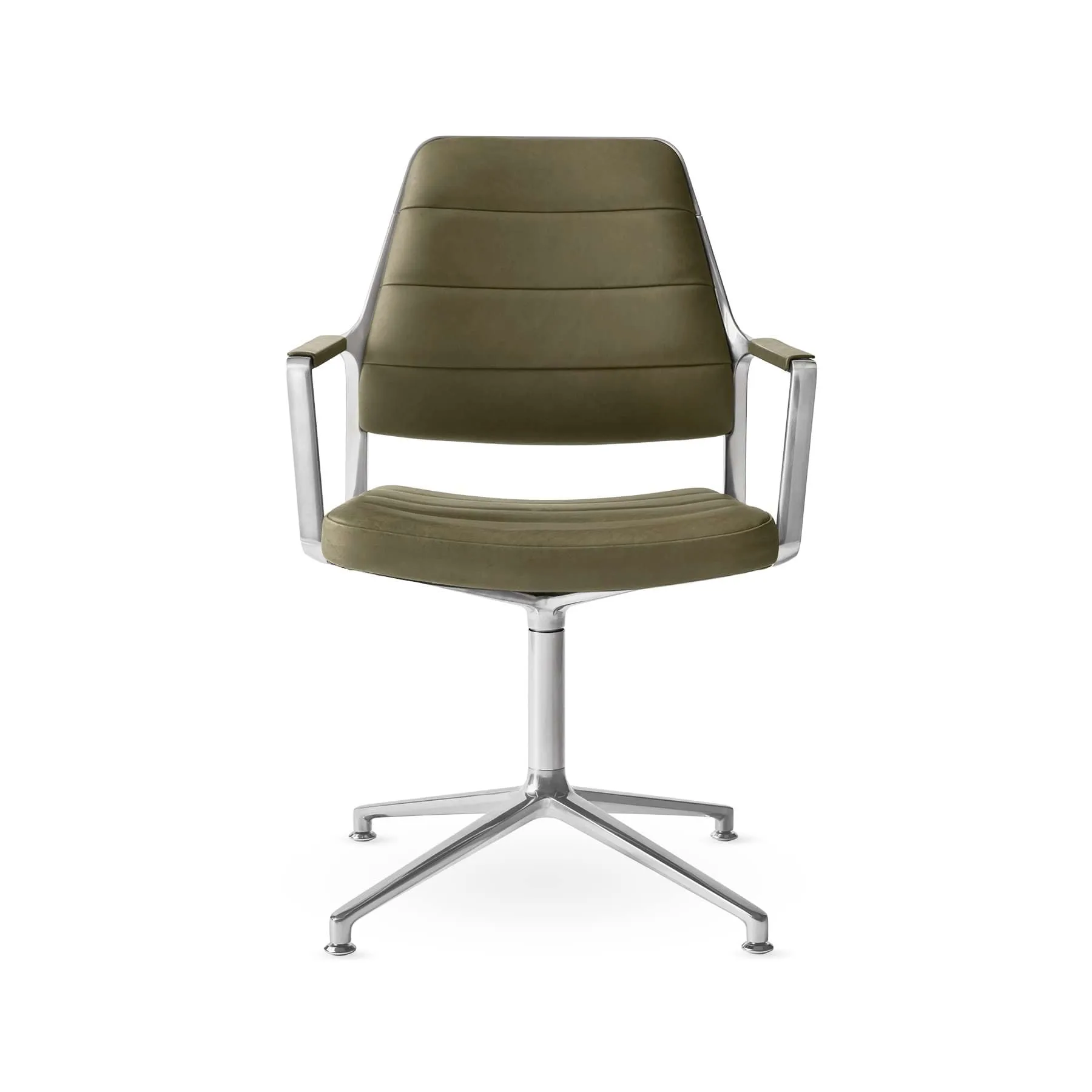 Vipp455 Swivel chair kontorsstol, Bosco leather green-polished aluminium Vipp