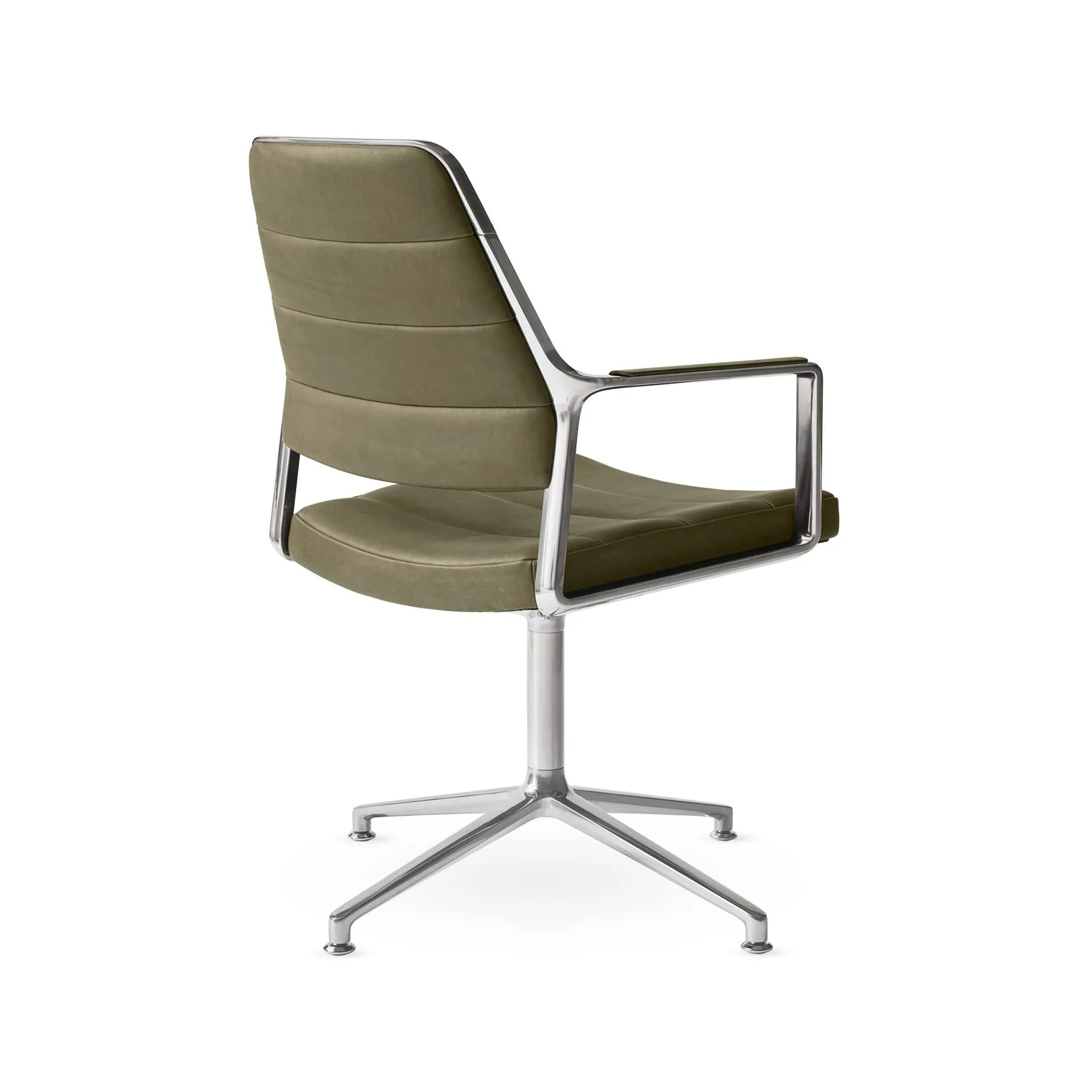 Vipp455 Swivel chair kontorsstol, Bosco leather green-polished aluminium Vipp
