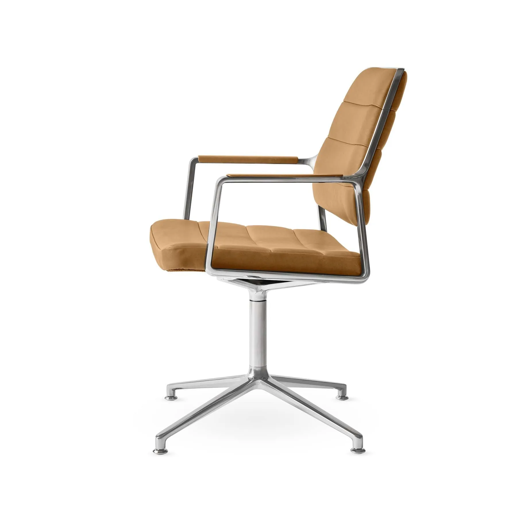 Vipp455 Swivel chair kontorsstol, Camel leather-polished aluminium Vipp
