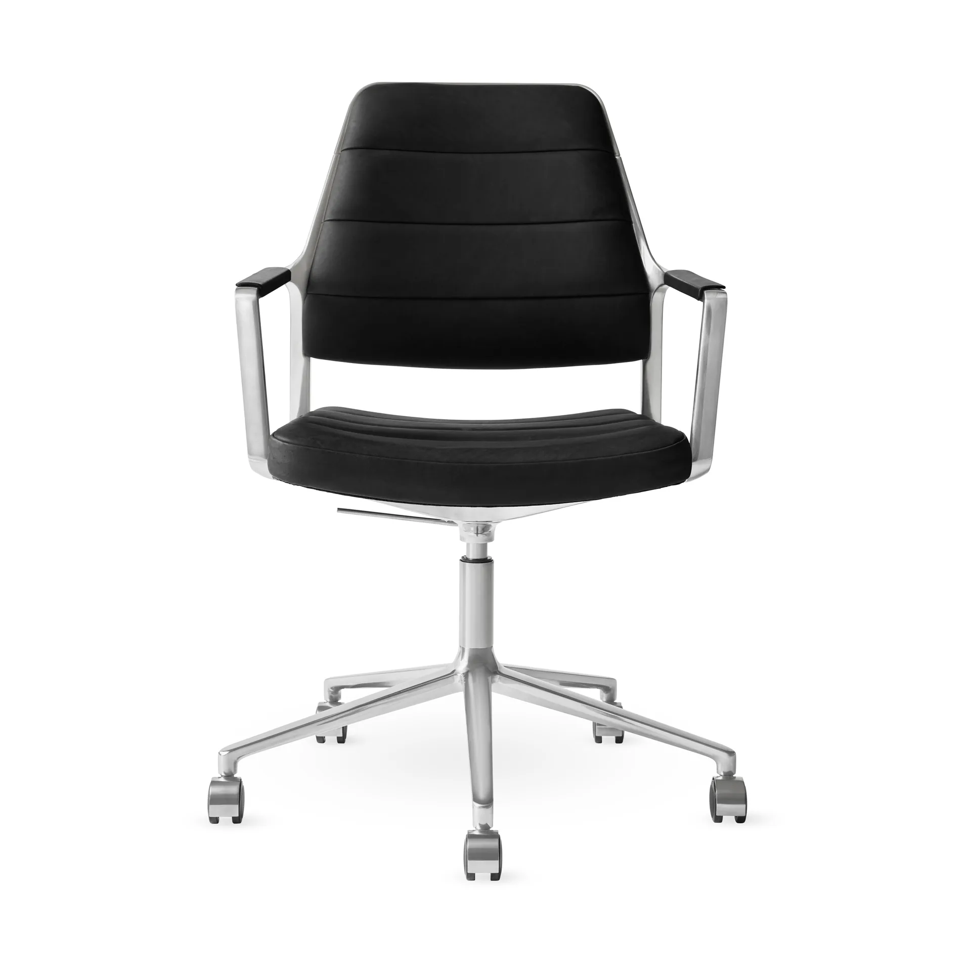 Vipp455+ Swivel chair kontorsstol med hjul, Black leather-polished aluminium Vipp Vipp455+ Swivel chair kontorsstol med hjul, Black leather-polished aluminium Vipp