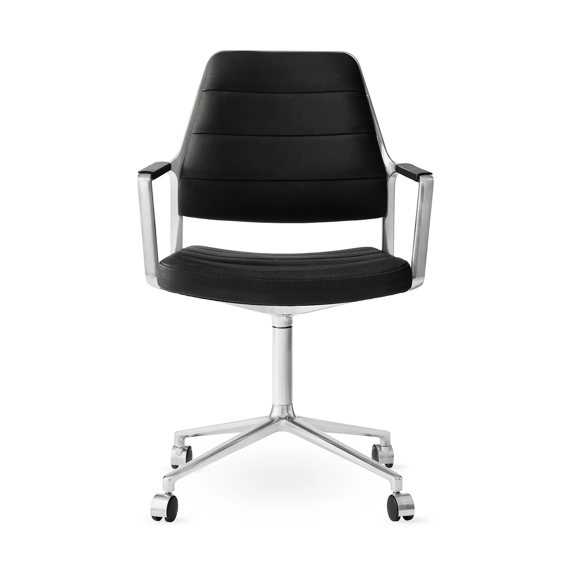 Vipp455 Swivel chair kontorsstol med hjul, Black leather-polished aluminium Vipp Vipp455 Swivel chair kontorsstol med hjul, Black leather-polished aluminium Vipp