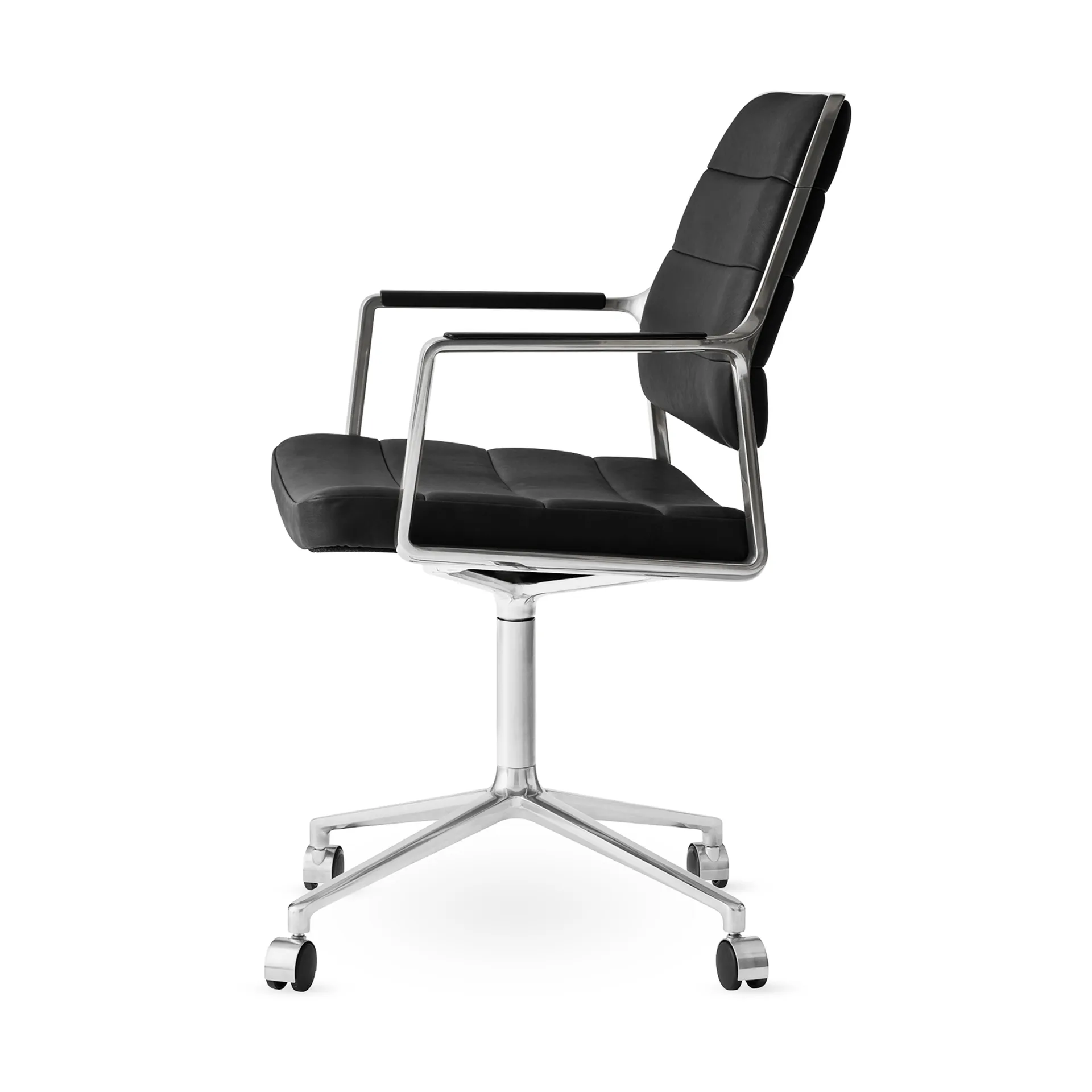 Vipp455 Swivel chair kontorsstol med hjul, Black leather-polished aluminium Vipp Vipp455 Swivel chair kontorsstol med hjul, Black leather-polished aluminium Vipp