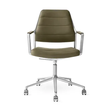 Vipp455+ Swivel chair kontorsstol med hjul - Bosco leather green-polished aluminium - Vipp