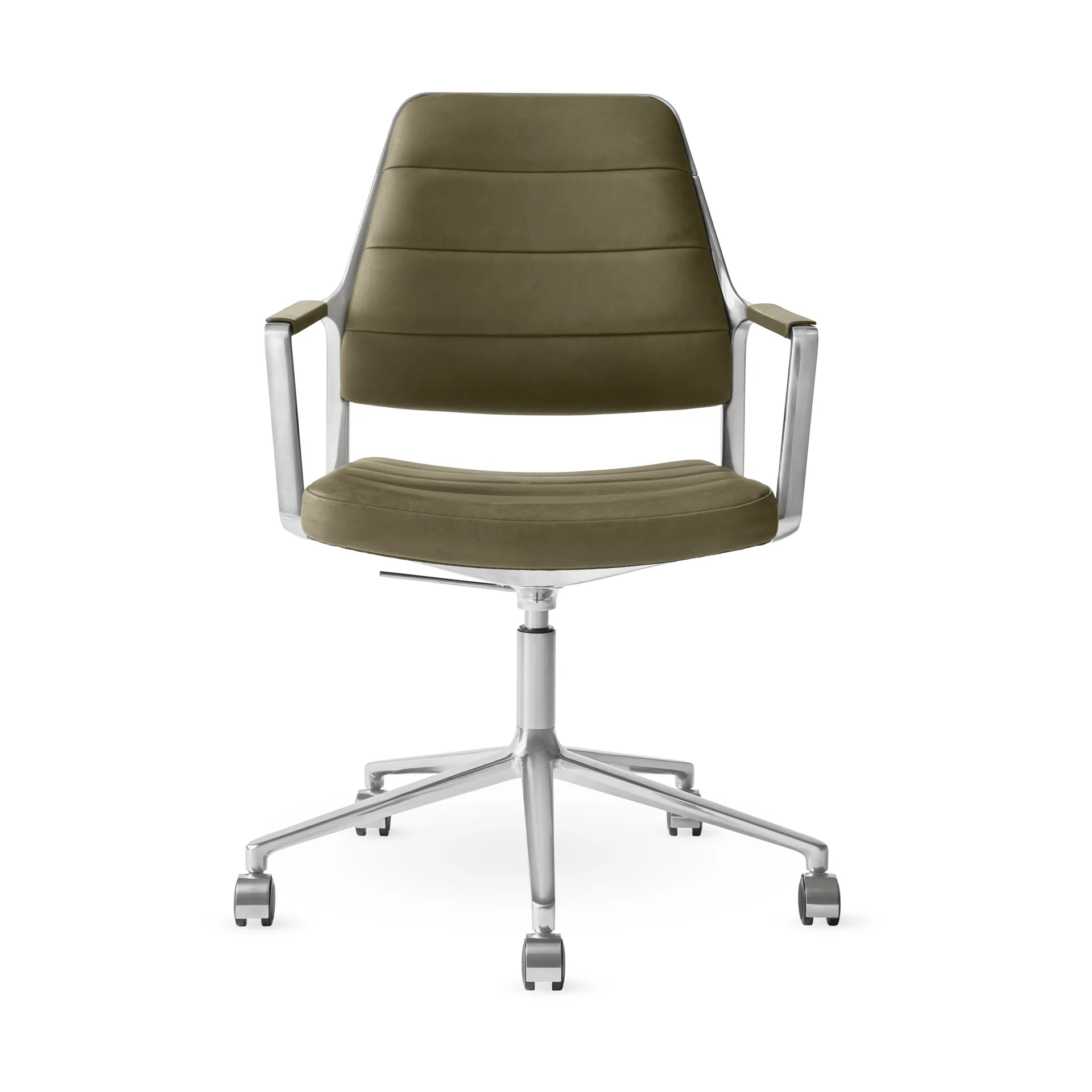 Vipp455+ Swivel chair kontorsstol med hjul, Bosco leather green-polished aluminium Vipp Vipp455+ Swivel chair kontorsstol med hjul, Bosco leather green-polished aluminium Vipp