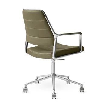 Vipp455+ Swivel chair kontorsstol med hjul - Bosco leather green-polished aluminium - Vipp