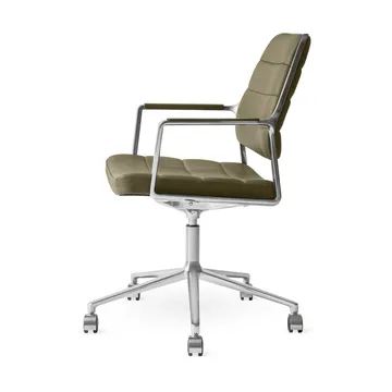 Vipp455+ Swivel chair kontorsstol med hjul - Bosco leather green-polished aluminium - Vipp