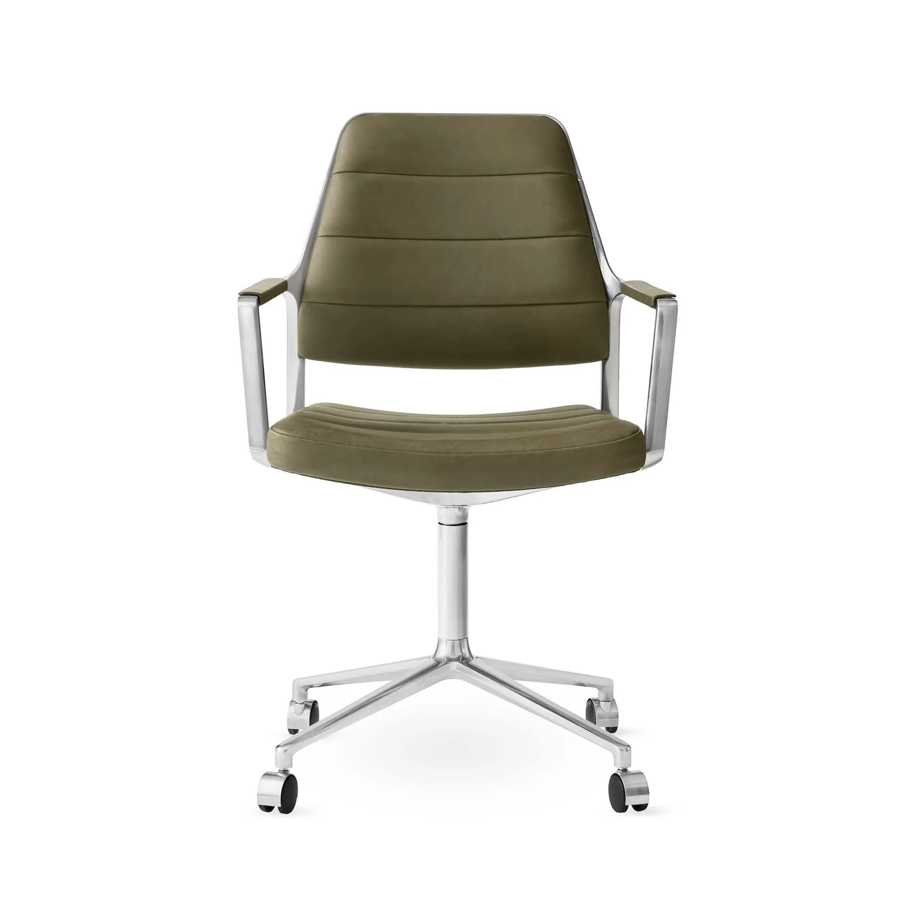 Vipp455 Swivel chair kontorsstol med hjul, Bosco leather green-polished aluminium Vipp Vipp455 Swivel chair kontorsstol med hjul, Bosco leather green-polished aluminium Vipp