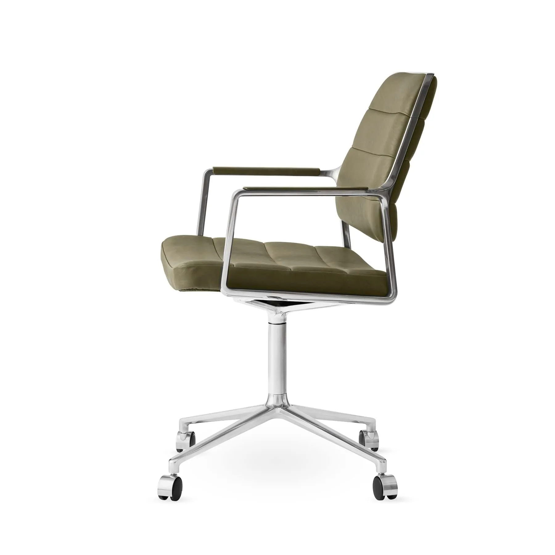 Vipp455 Swivel chair kontorsstol med hjul, Bosco leather green-polished aluminium Vipp Vipp455 Swivel chair kontorsstol med hjul, Bosco leather green-polished aluminium Vipp