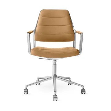 Vipp455+ Swivel chair kontorsstol med hjul - Camel leather-polished aluminium - Vipp