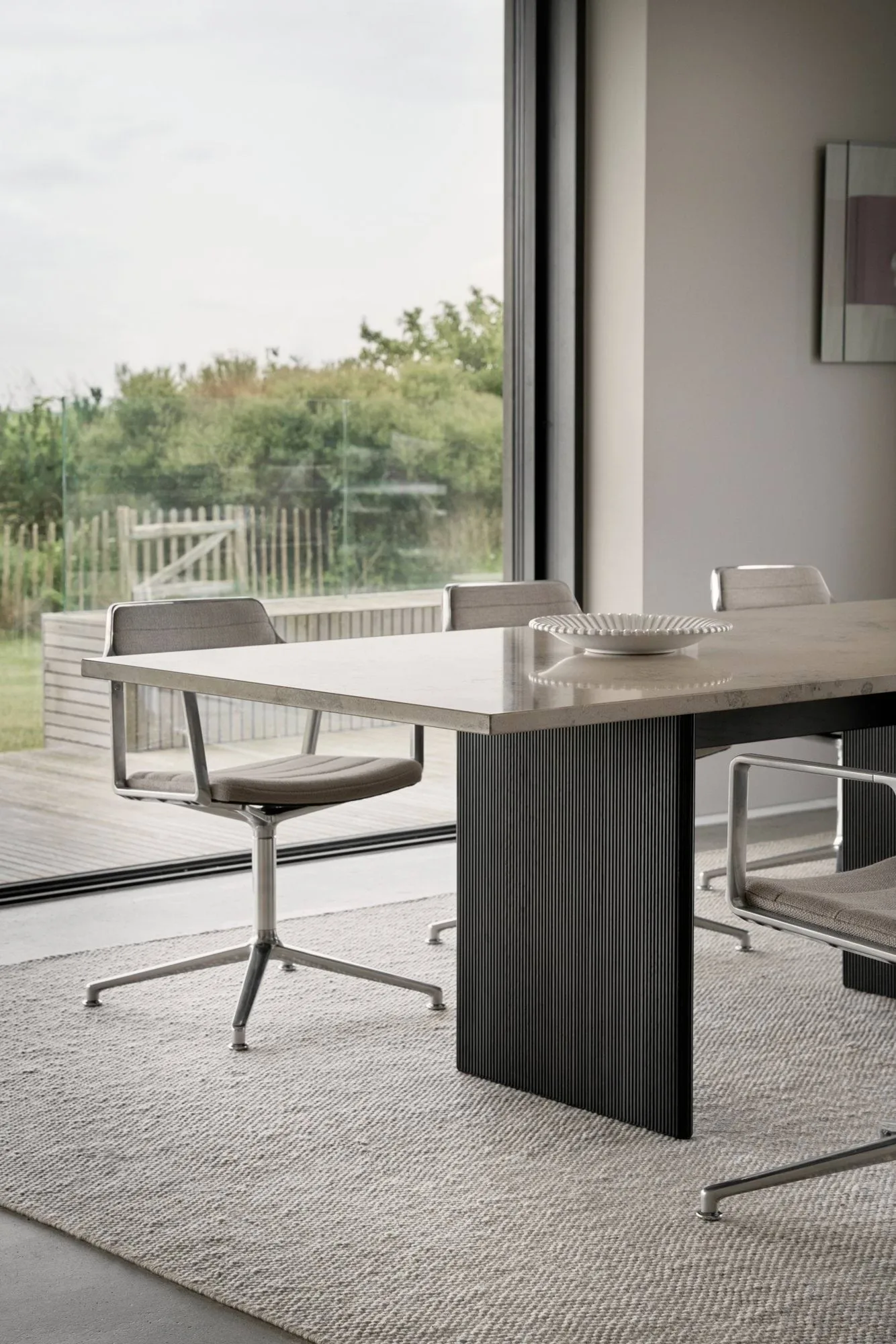 Vipp496 Cabin square bord, Jura Grau Blau-dark oak, 250x100x74 cm Vipp