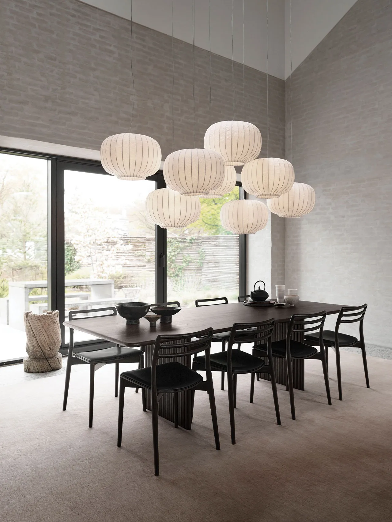 Vipp586 Paper pendel Ø45 cm, Dark oak-white Vipp