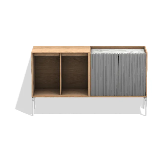 Vipp675 Cabinet skåp - Ljus ek-aluminium-marmor 120x68x38 cm,  Vipp