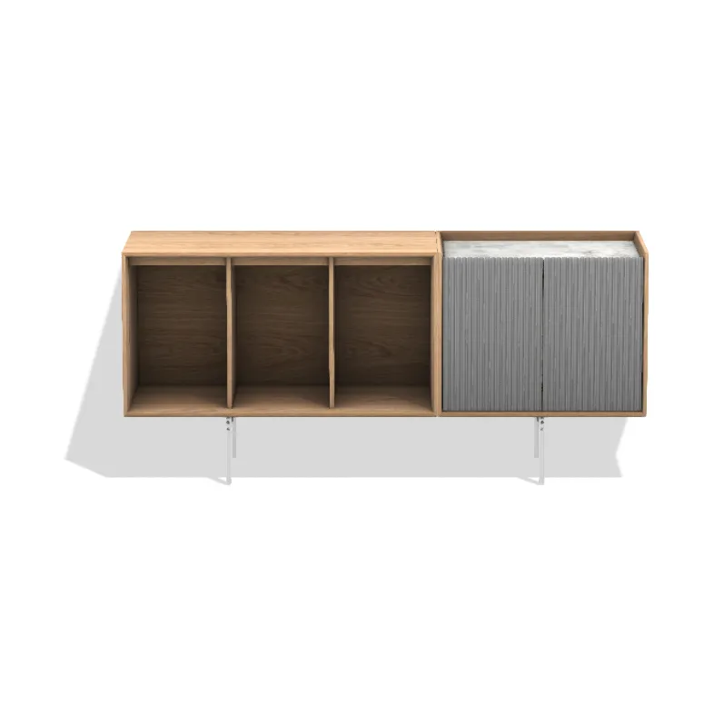 Vipp675 Cabinet skåp - Ljus ek-aluminium-marmor 150x68x38 cm,  Vipp