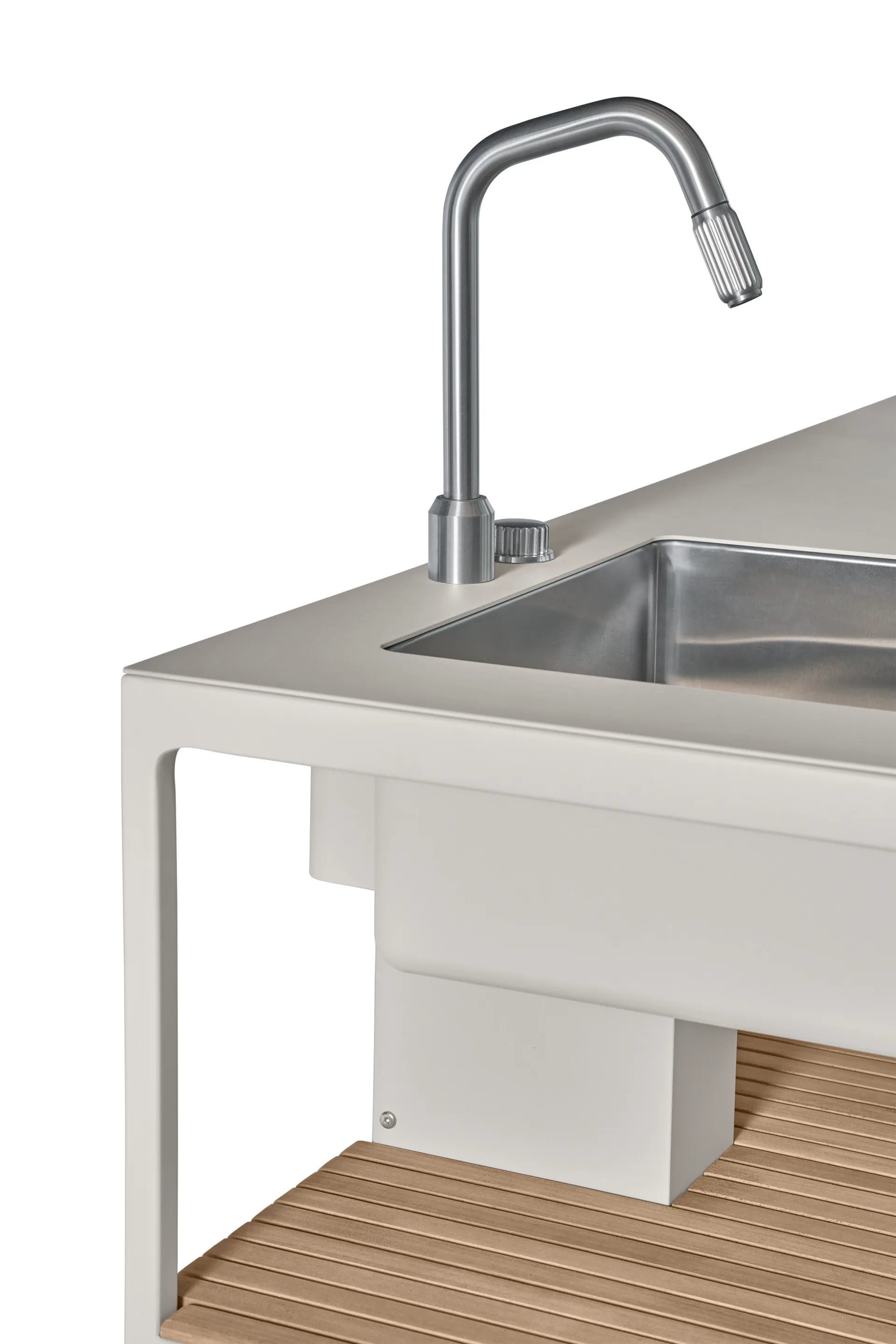 Vipp742 Open-Air köksmodul med diskho, Warm grey, 154x59x93 cm Vipp