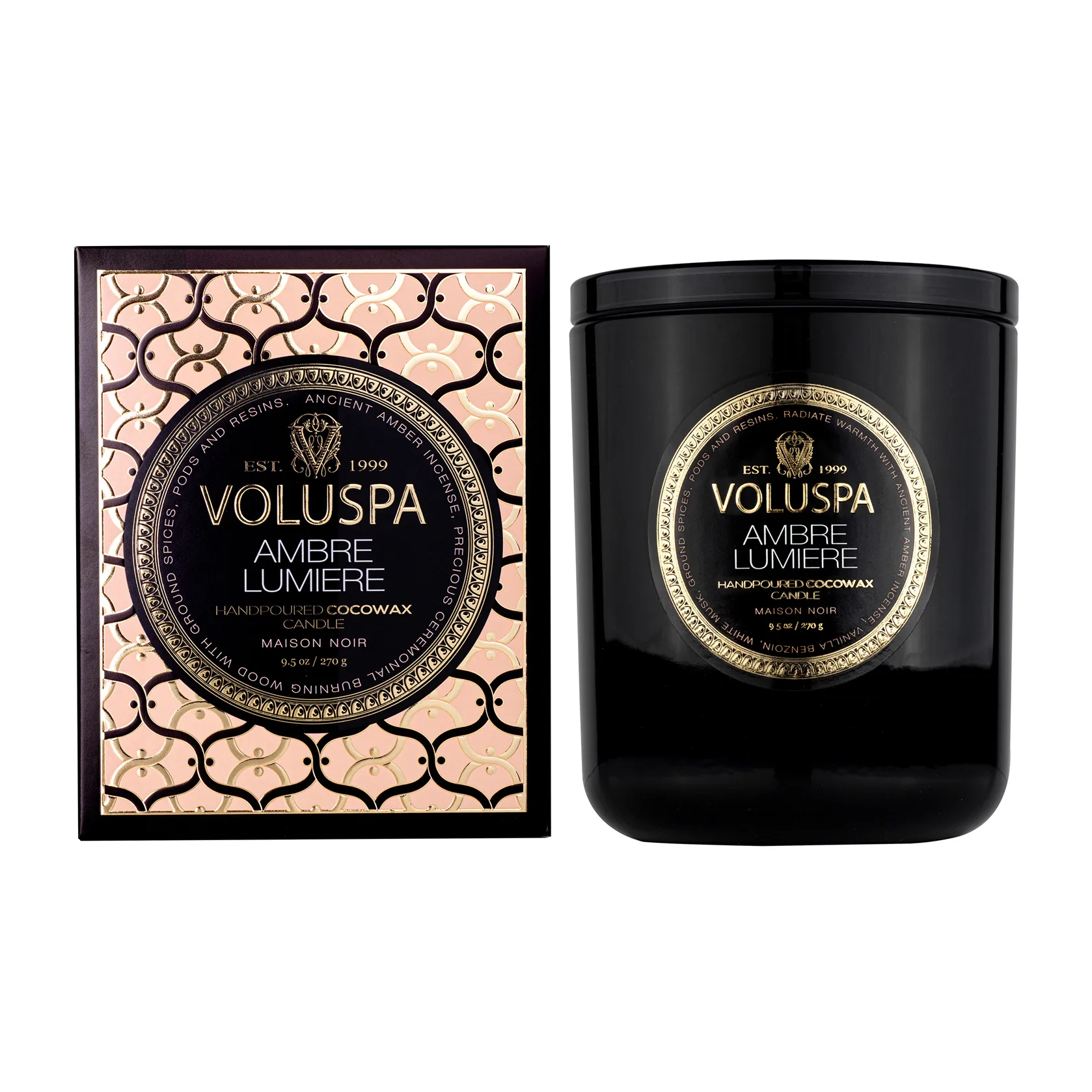 Classic Maison Noir doftljus 60 timmar, Ambre Lumiere