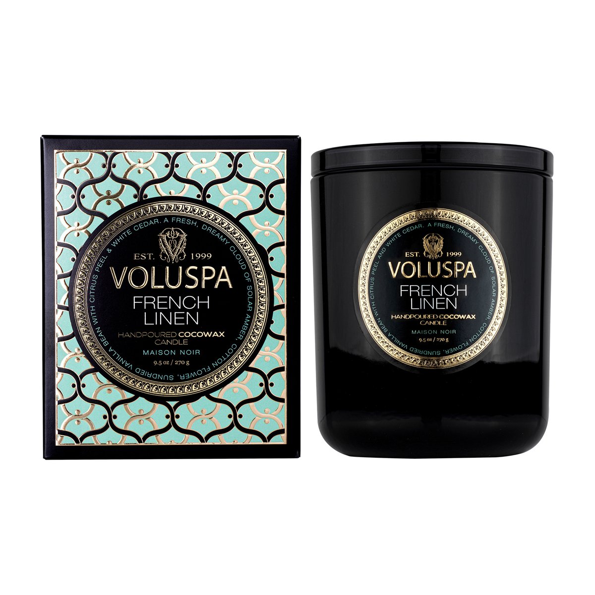 Voluspa Classic Maison Noir doftljus 60 timmar French Linen
