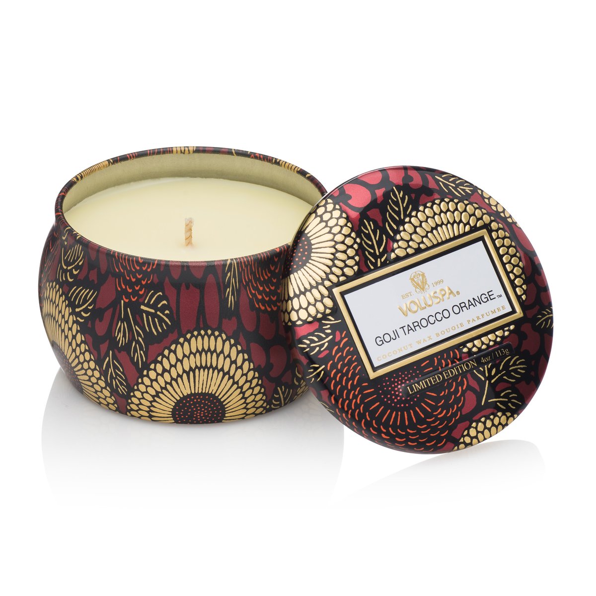 Voluspa Decorative tin ljus 25 timmar Goji & Tarocco Orange