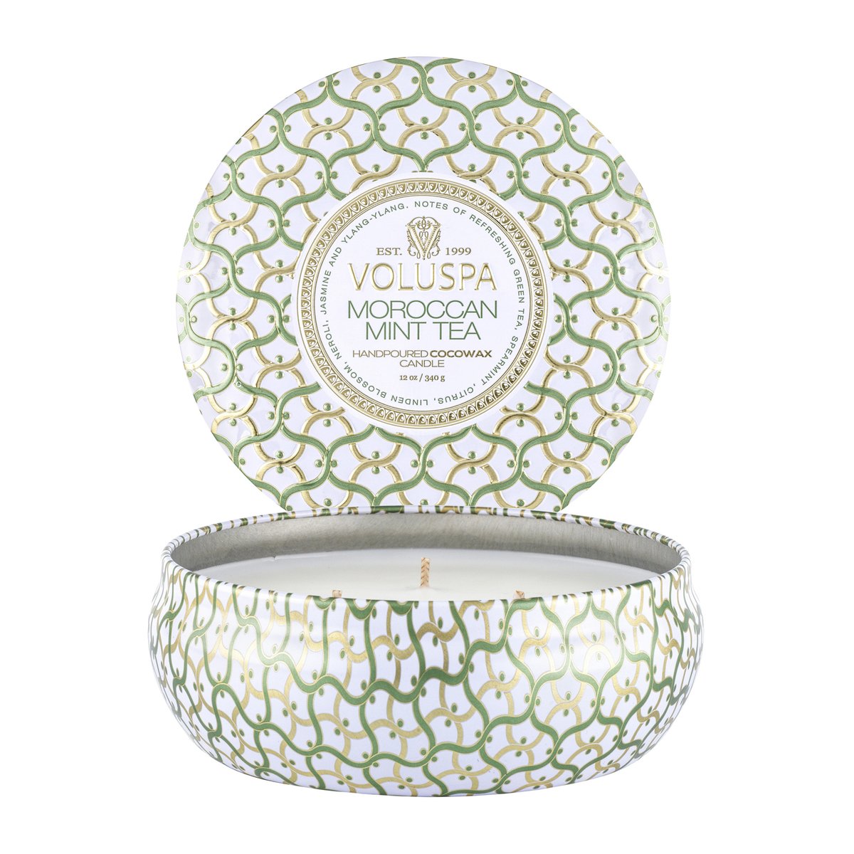 Voluspa Maison Blanc 3-wick Tin doftljus 40 timmar Moroccan Mint Tea