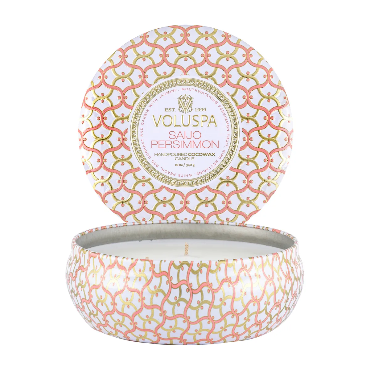 Voluspa Maison Blanc 3-wick Tin doftljus 40 timmar Saijo Persimmon