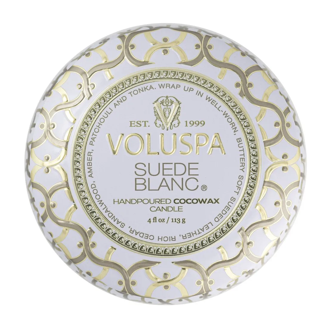 Maison Blanc Mini Tin doftljus 25 timmar, Suede Blanc Voluspa