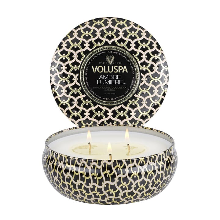 Maison Noir 3-wick Tin doftljus 40 timmar, Ambre Lumiere Voluspa