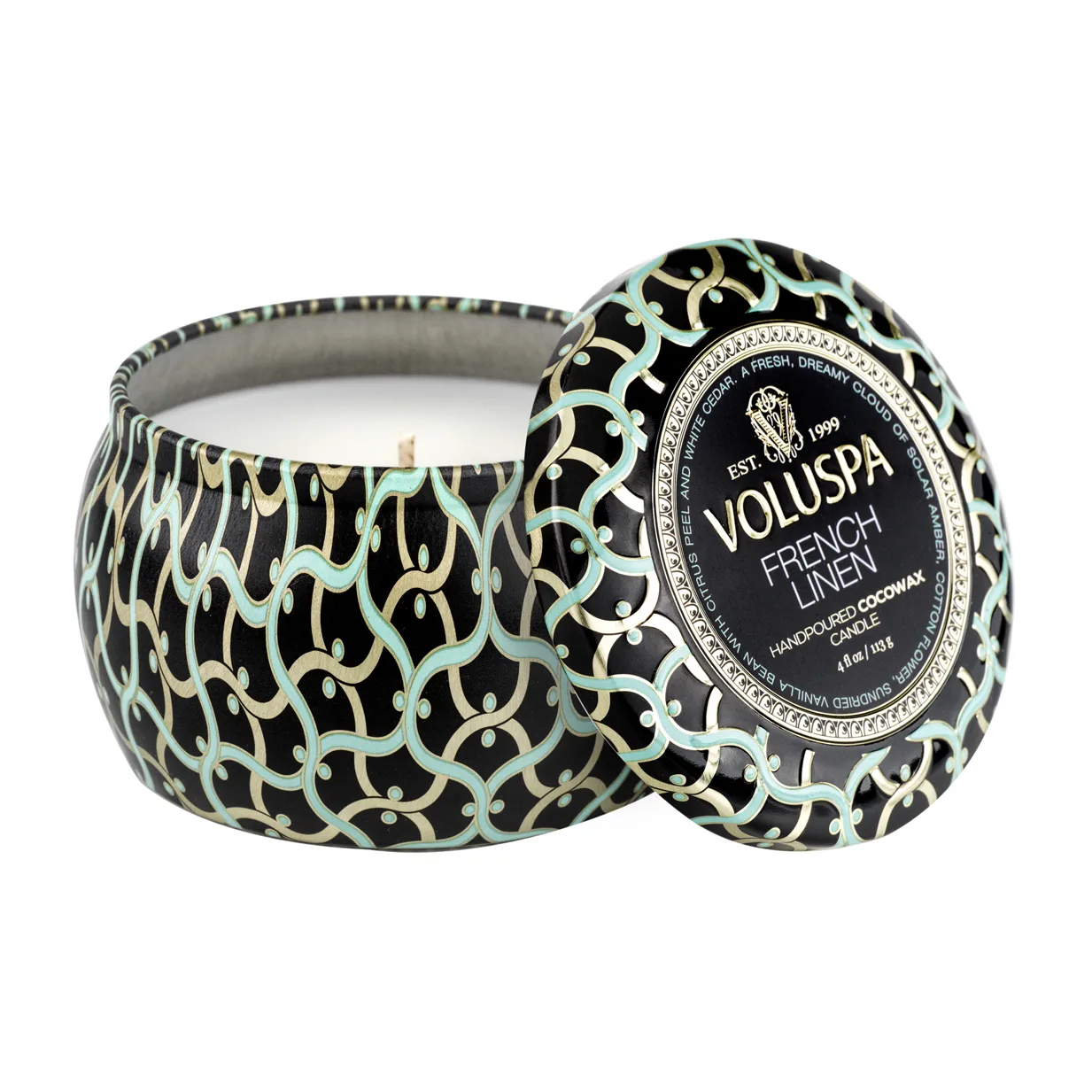 Maison Noir Mini Tin doftljus 25 timmar, French Linen