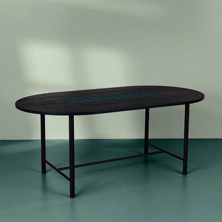 Be My Guest Matbord - ek svartolja, svart stålstativ, grön keramik, 100x180 - Warm Nordic