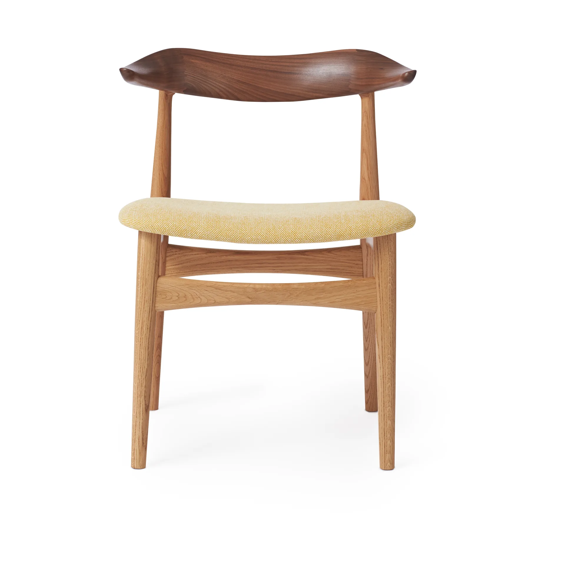 Cow Horn Stol, tyg vanilla, vitoljat ekstativ, ryggstöd valnöt Warm Nordic