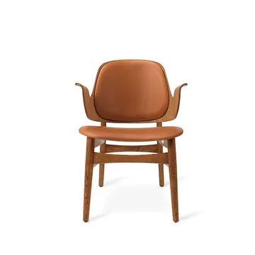 Gesture loungestol - läder silk 250 cognac, teakoljat ekstativ - Warm Nordic
