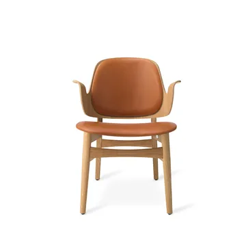 Gesture loungestol - läder silk 250 cognac, vitoljat ekstativ - Warm Nordic
