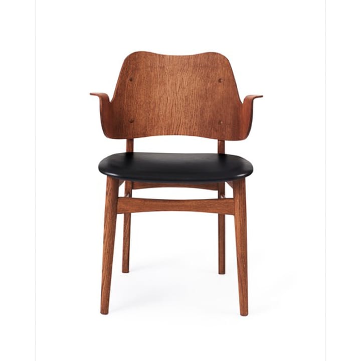 Gesture stol, klädd sits - läder prescott 207 black, teakoljat ekstativ, klädd sits - Warm Nordic