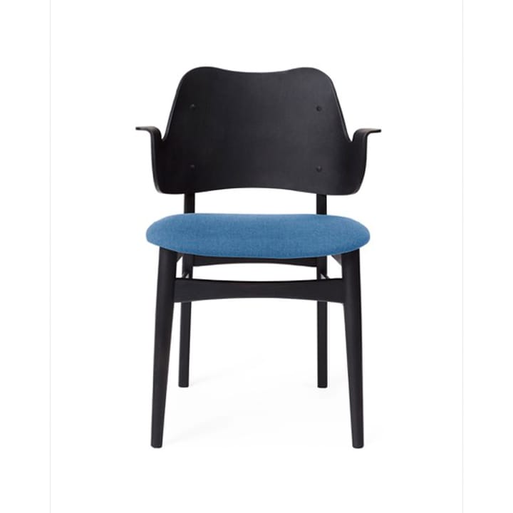 Gesture stol, klädd sits - Sea blue-svartlackat bokstativ - Warm Nordic