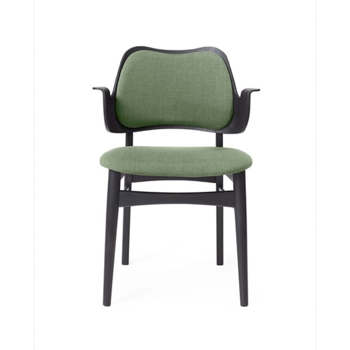 Gesture stol, klädd sits&rygg - tyg canvas 926 sage green, svartlackat bokstativ, klädd rygg - Warm Nordic