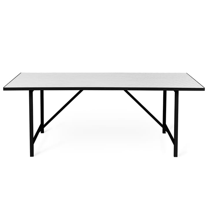 Herringbone Tile matbord svart underrede - Pure white - Warm Nordic