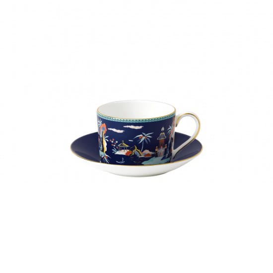 Wonderlust kopp med fat - blue pagoda - Wedgwood