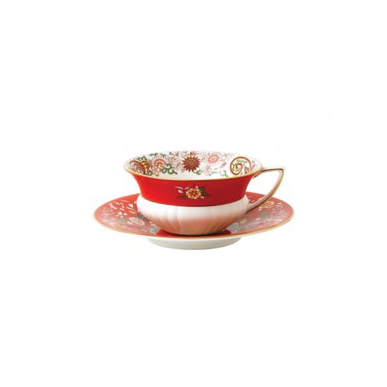 Wonderlust tekopp med fat - crimson jewel - Wedgwood