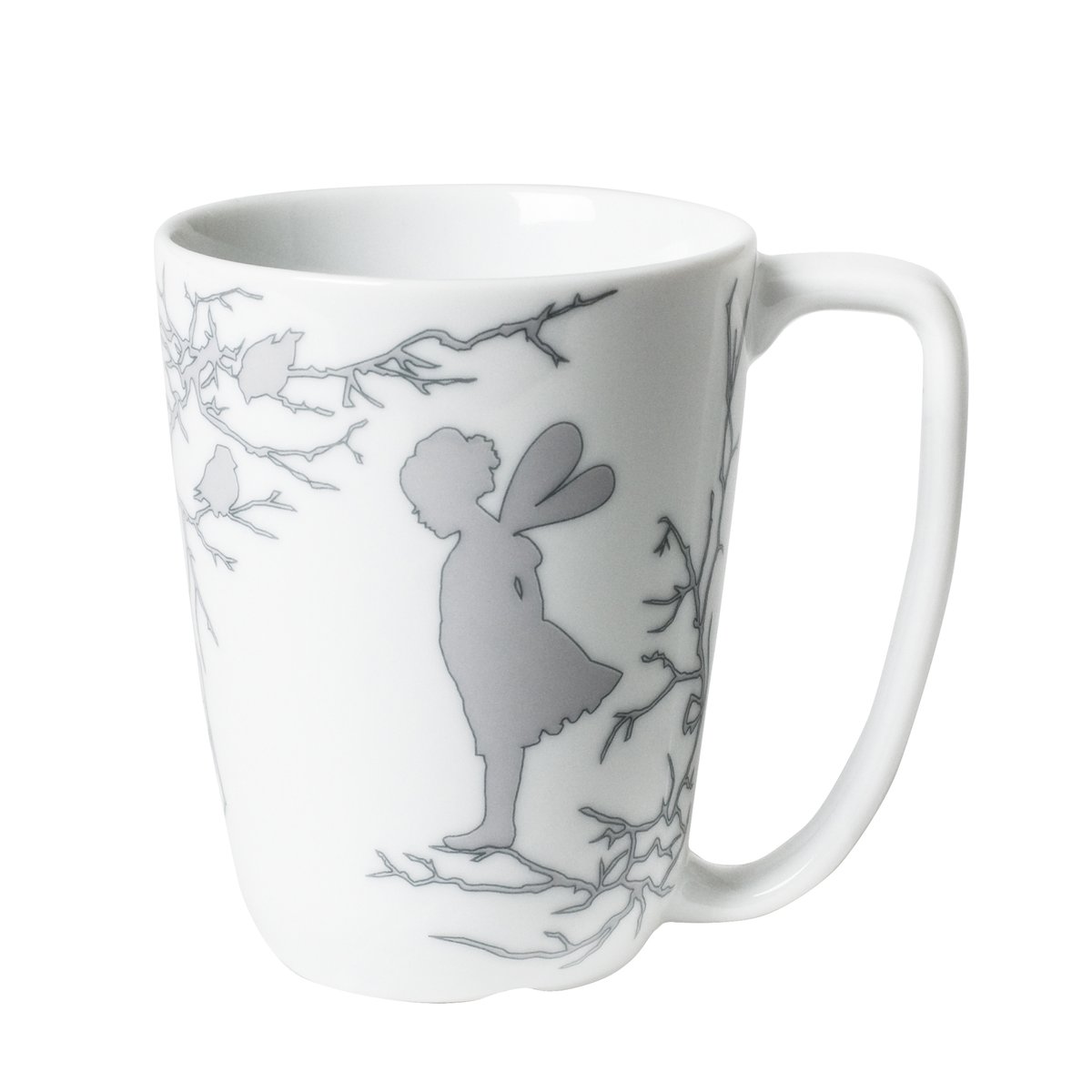 Wik & Walse Alv mugg 30 cl vit-silver | Skandinavisk Design | Kaffekoppar | Silverfärgad