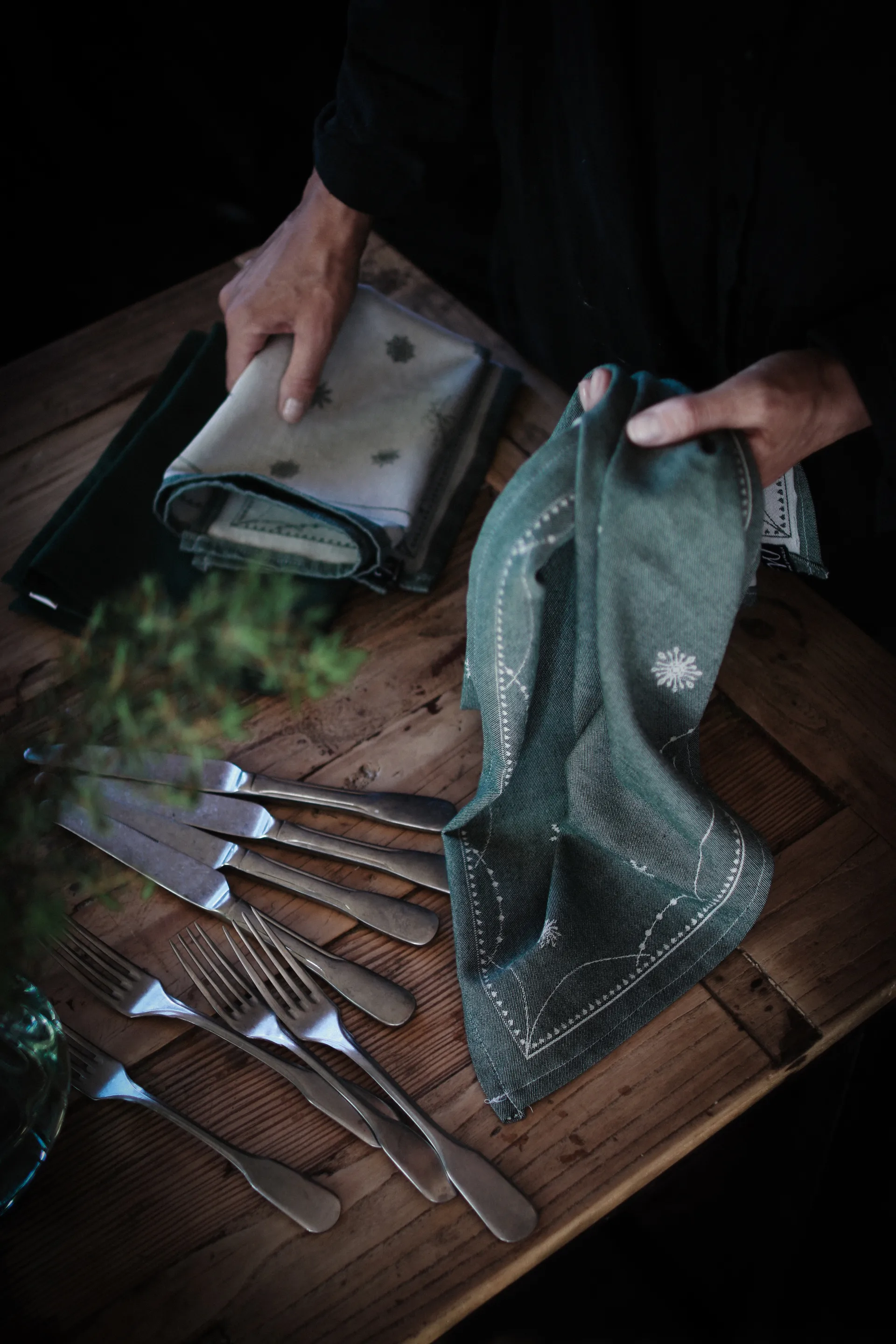 Julemorgen kökshandduk 50x70 cm, Vit-grön Wik & Walsøe