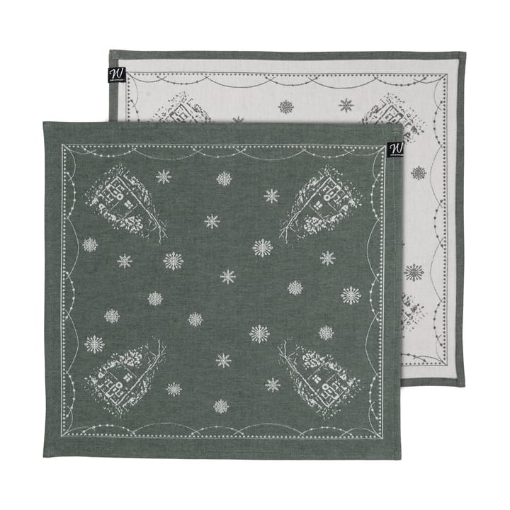 Julemorgen tygservett 45x45 cm 2-pack - Vit-grön - Wik & Walsøe