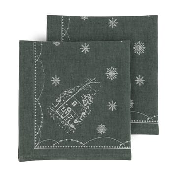 Julemorgen tygservett 45x45 cm 2-pack - Vit-grön - Wik & Walsøe