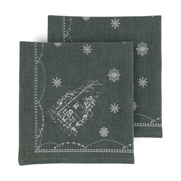 Julemorgen tygservett 45x45 cm 2-pack, Vit-grön Wik & Walsøe