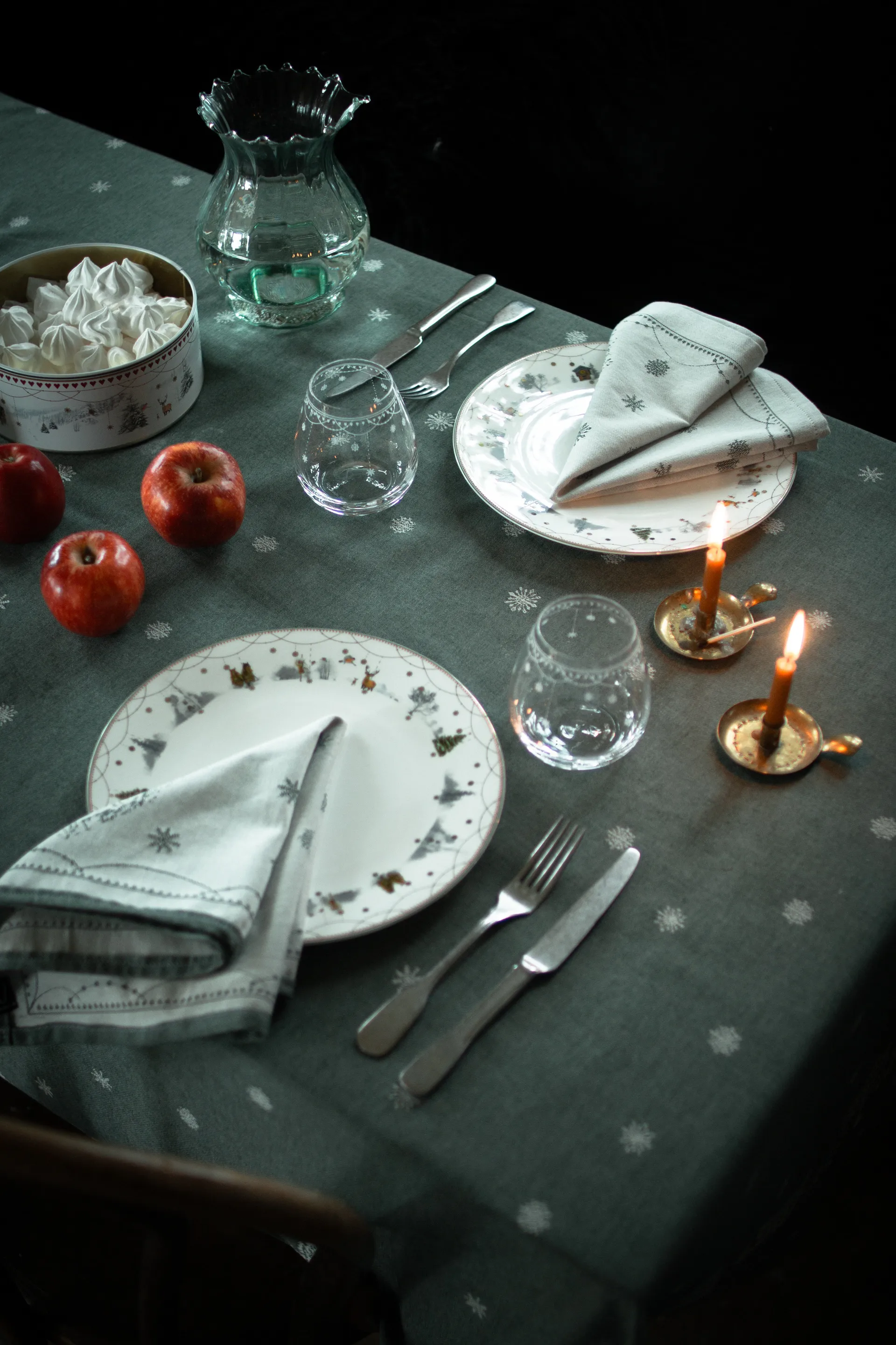 Julemorgen tygservett 45x45 cm 2-pack, Vit-grön Wik & Walsøe